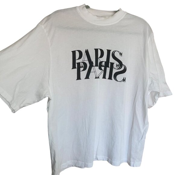 Anine Bing Paris Womens Tee Shirt Size Large White Crew Neck Pure Cotton - Picture 1 of 8